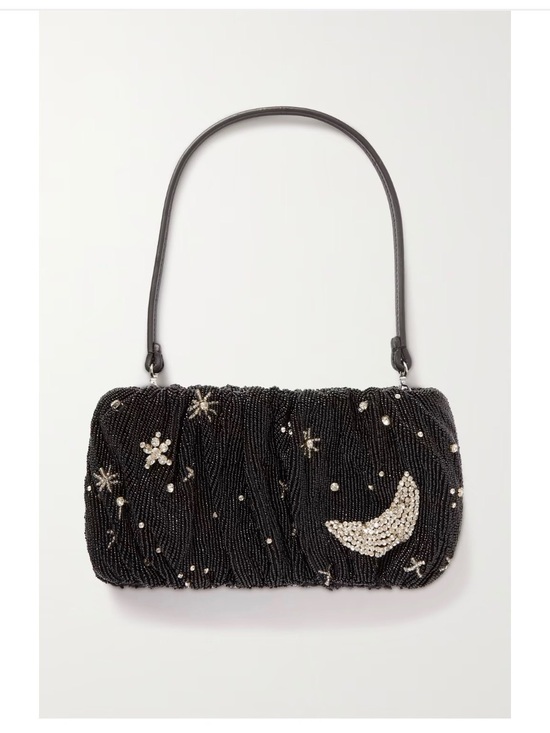 STAUD Handbags - STAUD Starry Night Bean Gathered Crystal-embellished Beaded Bag